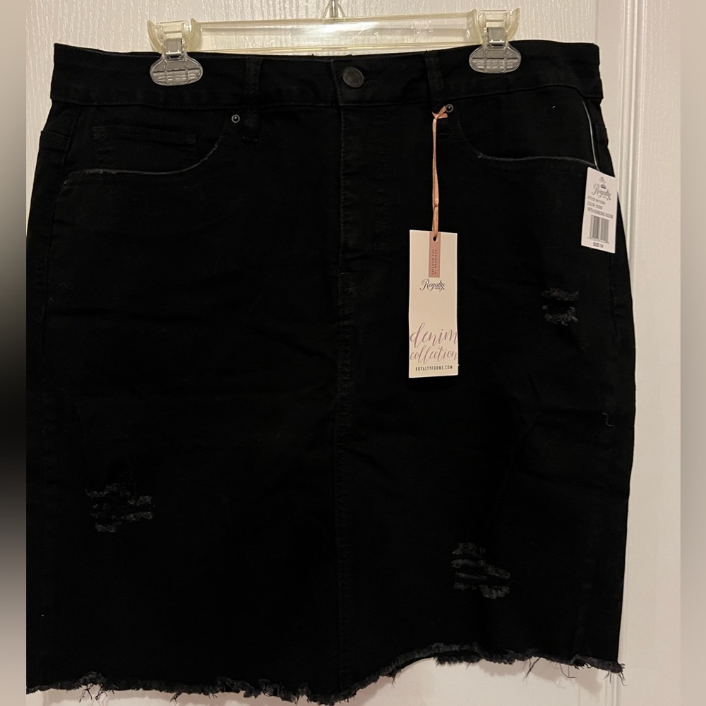 Black denim skirt